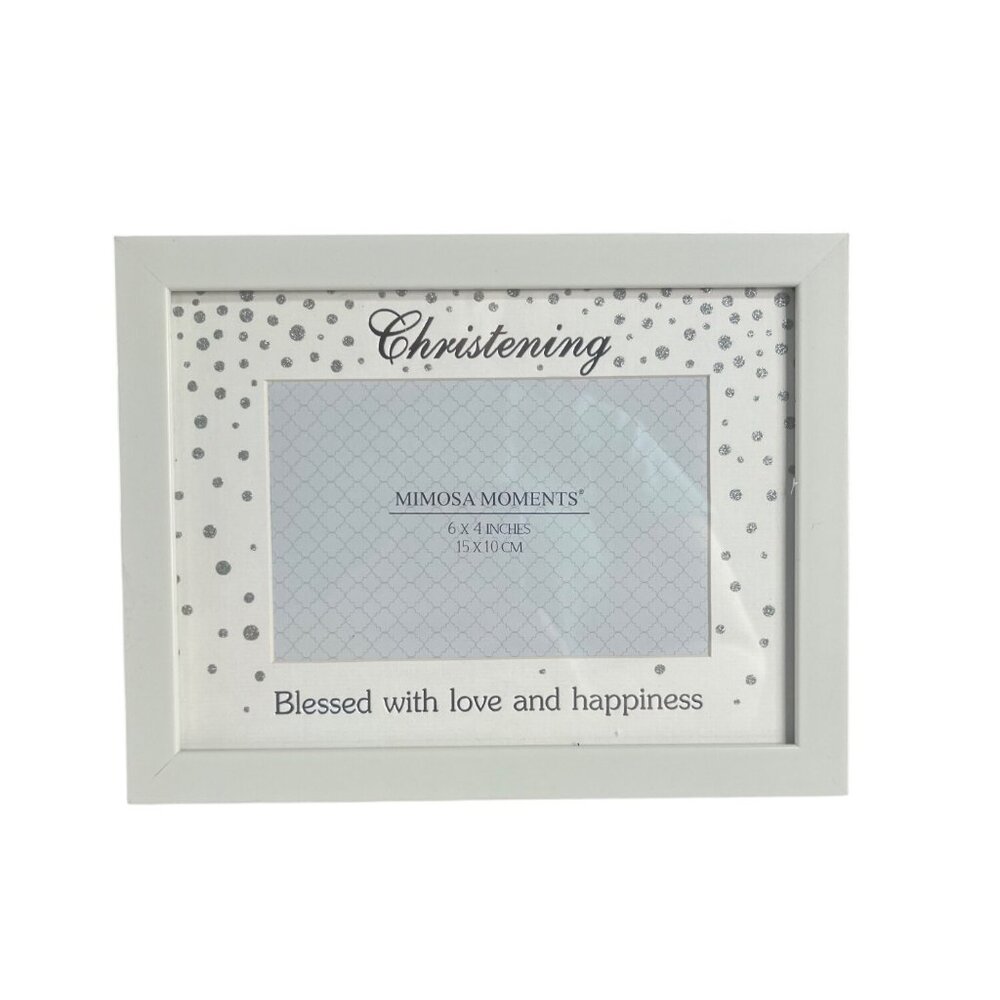 Mimosa Moments Christening Photo Frame 6x4 Inches White‎ New